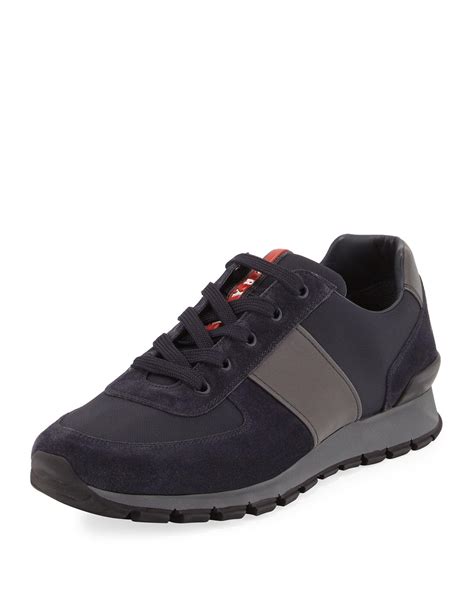 prada suede running shoes|Prada nylon shoes.